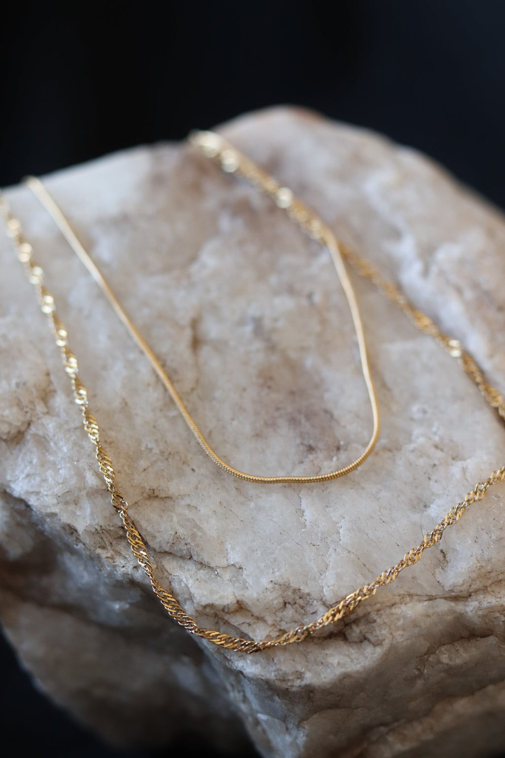 Quinn Double Layered Gold Necklace – 18K Gold Plated Stainless Steel Waterproof Chain Necklace