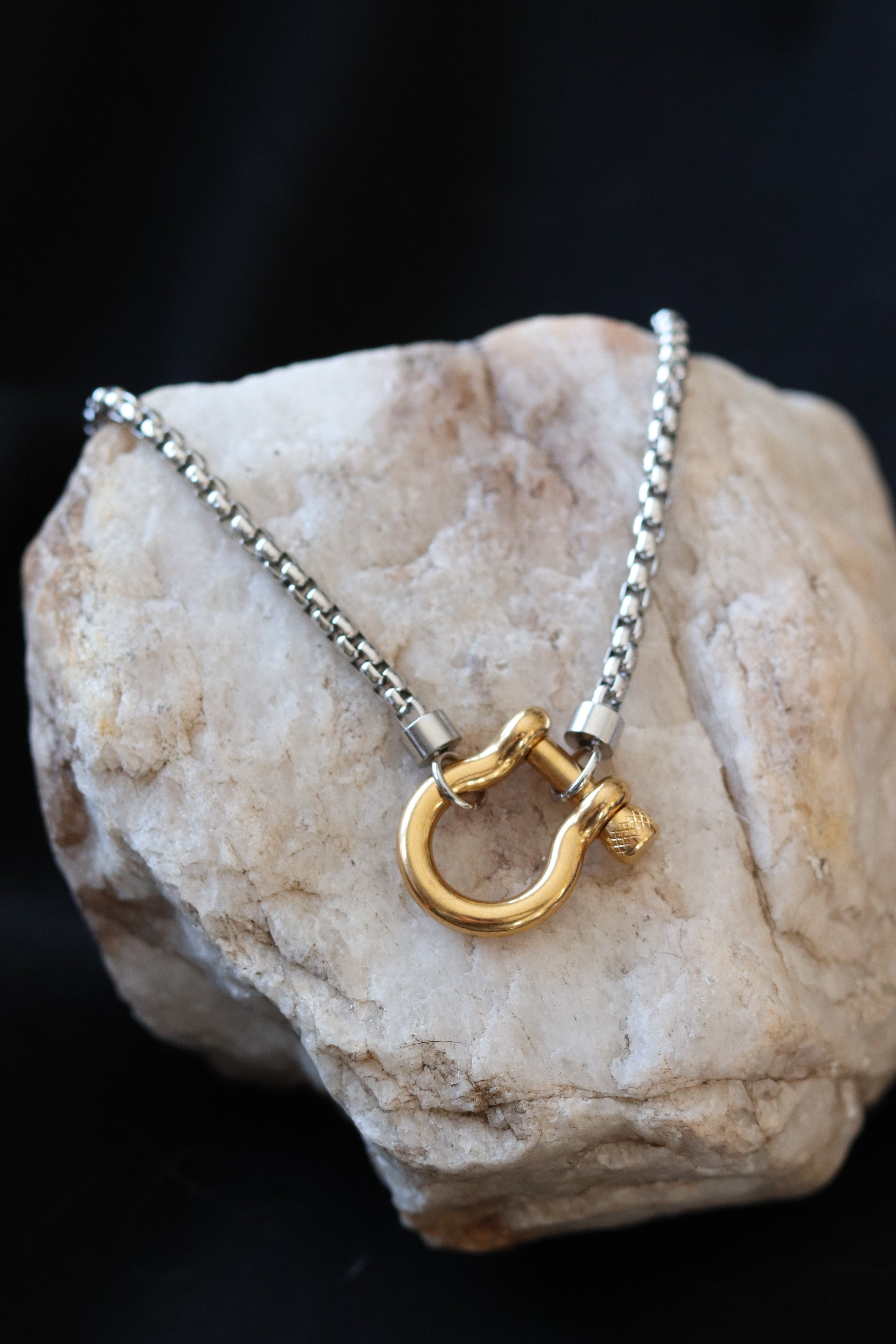 Silver Two Tone Chunky Chain Necklace – 18K Gold Plated