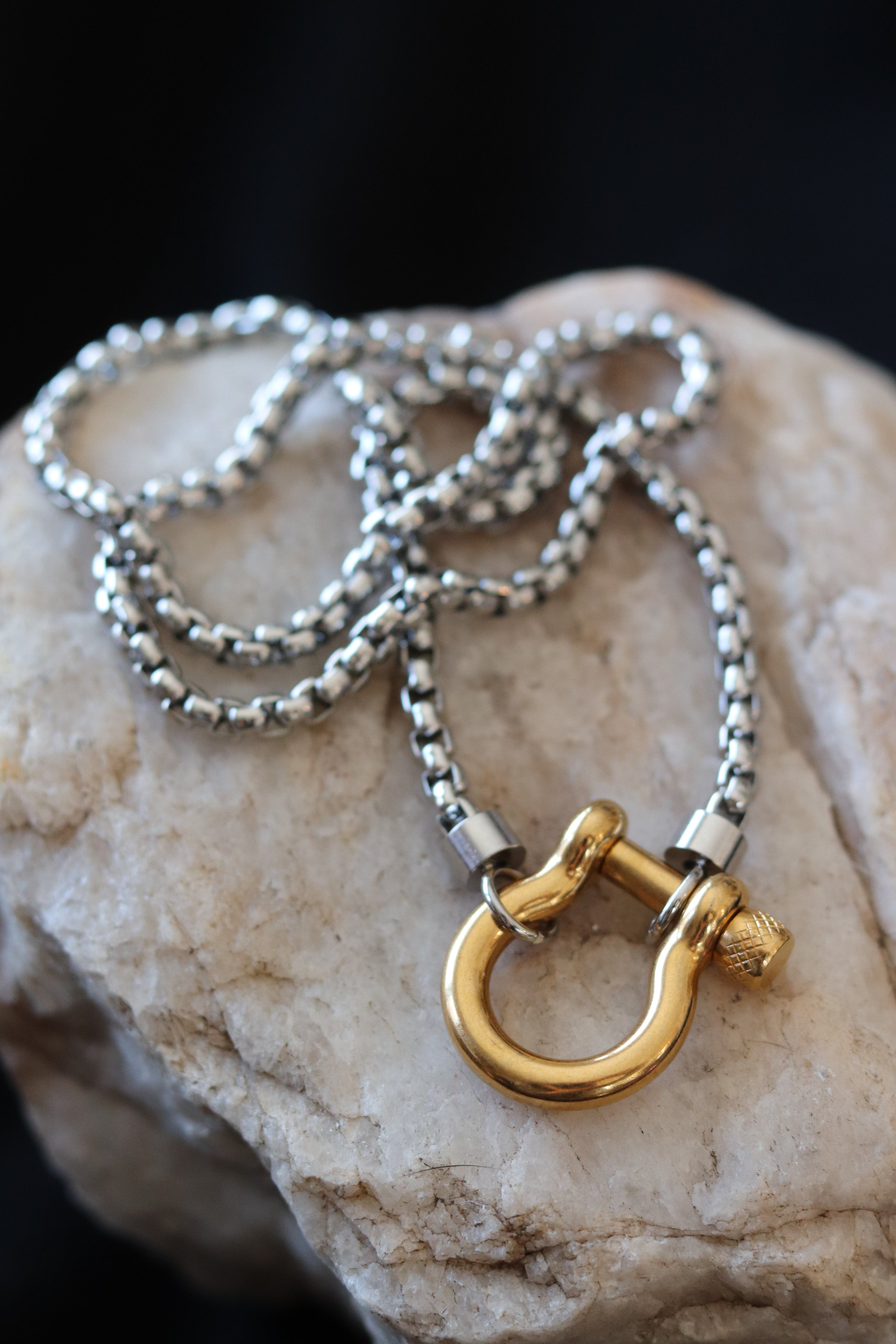 Silver Two Tone Chunky Chain Necklace – 18K Gold Plated