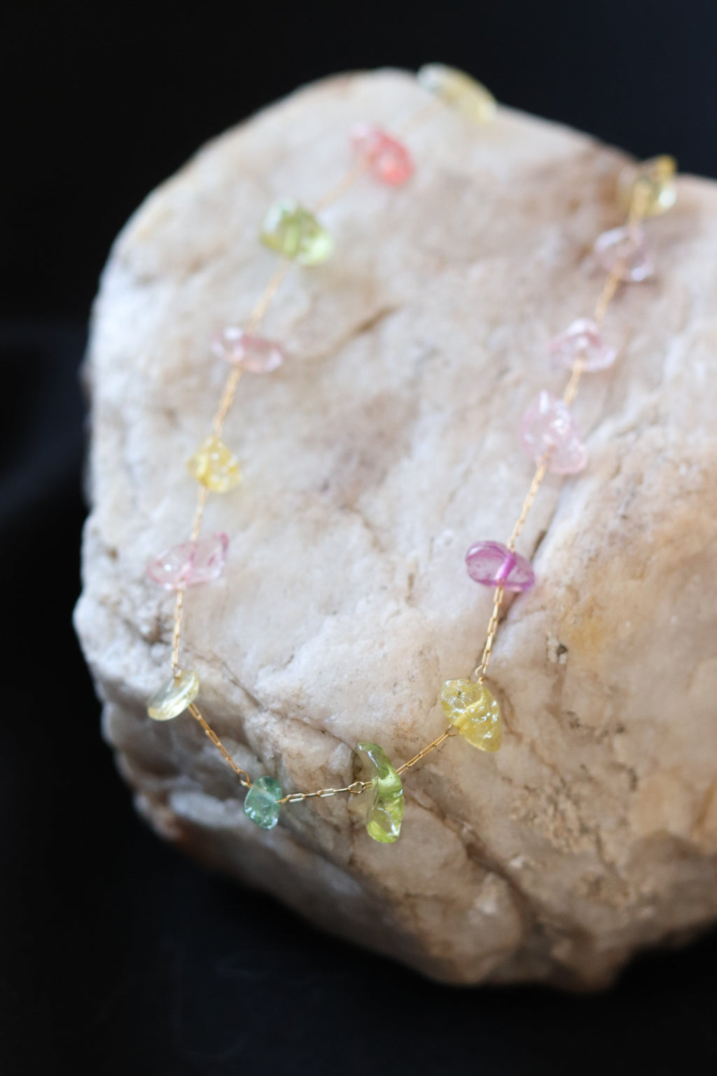 Aria Natural Stone Necklace – Gold Plated Gemstone Chain