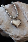 Silver Harlow Chunky Heart Ball Chain Necklace – Gold Plated