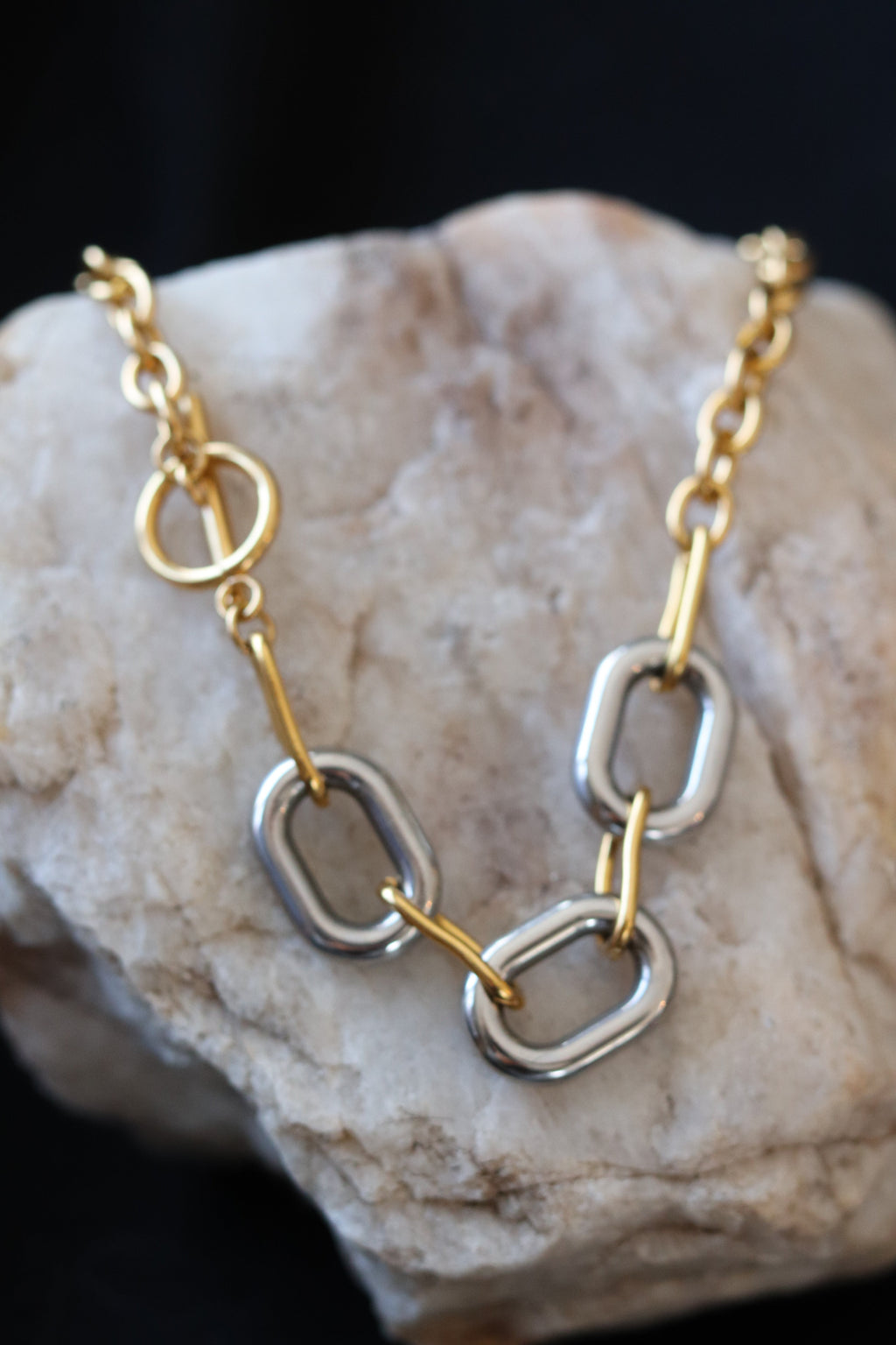 Daphne Two-Tone Oval Link Necklace