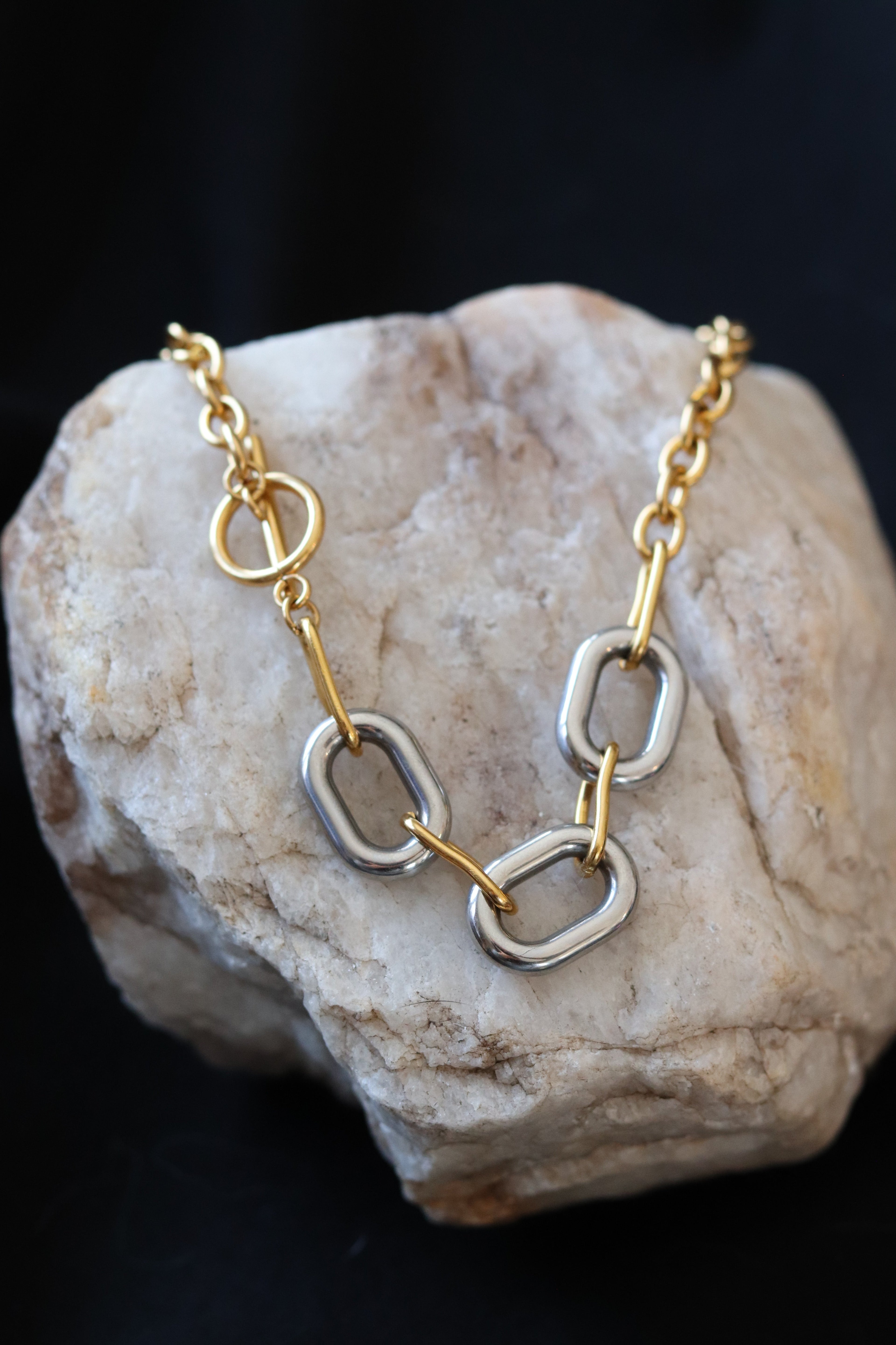 Daphne Two-Tone Oval Link Necklace