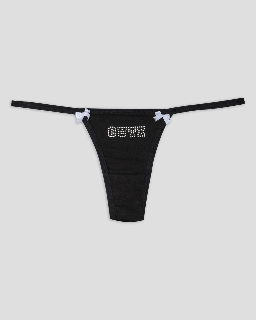 Cute Kitty Rhinestone G-String - Black Cotton Y2K Thong