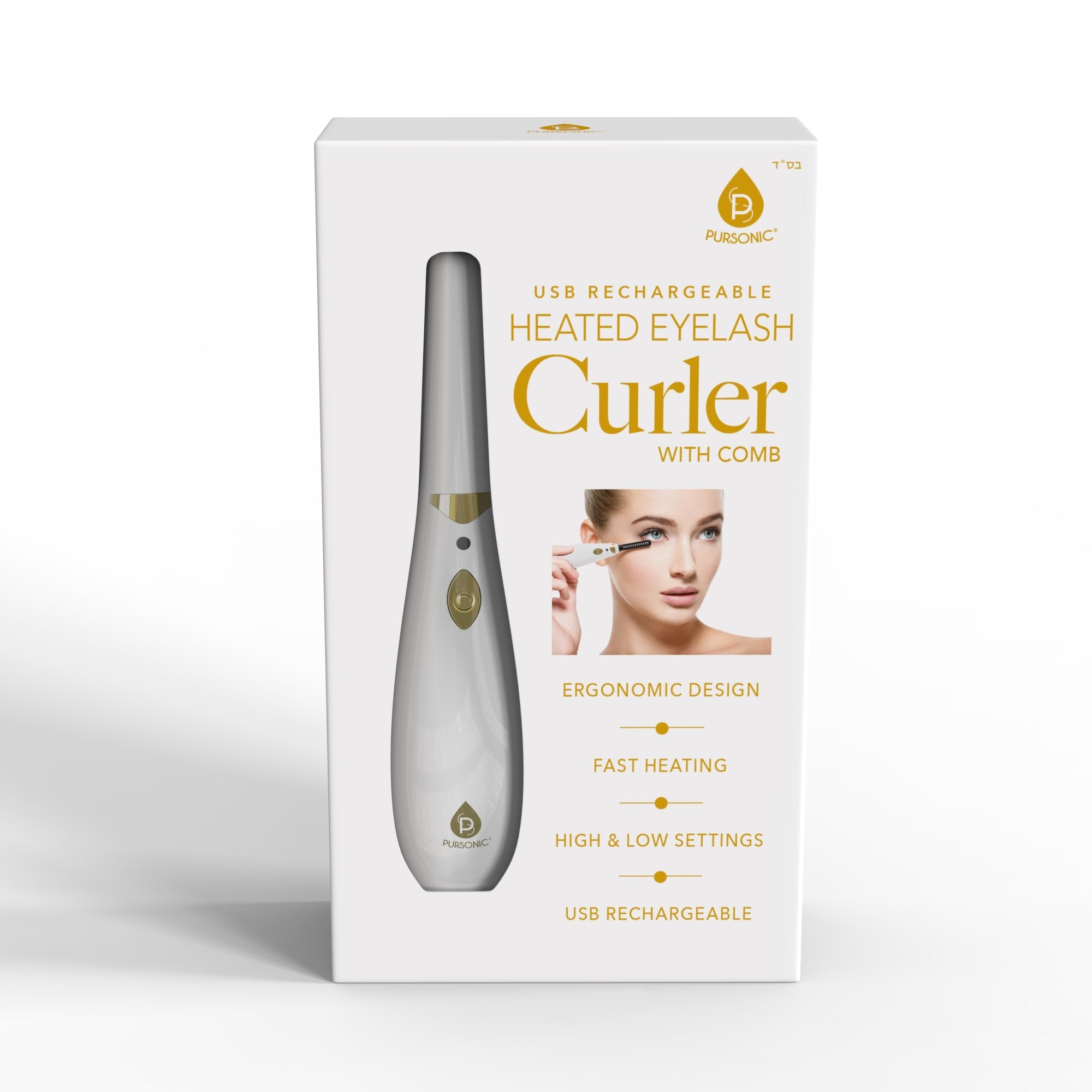 Pursonic Rechargeable Heated Eyelash Curler with Comb