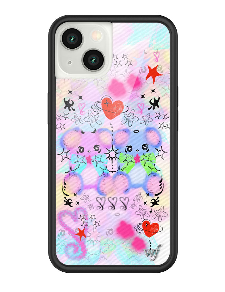 Cotton Candy Teddies iPhone Case with Pastel Doodle Print