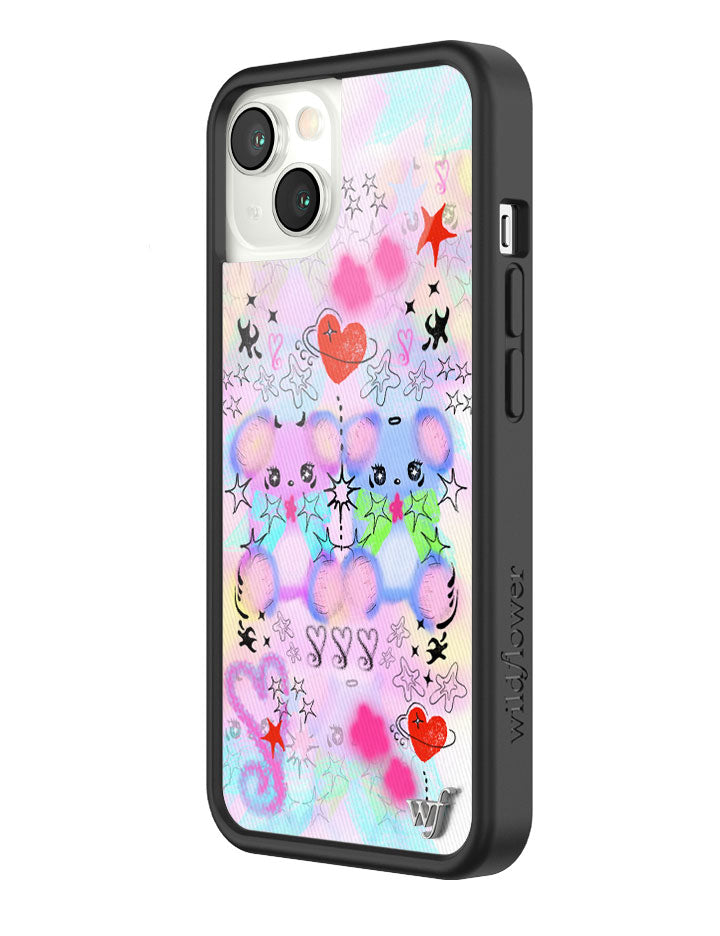 Cotton Candy Teddies iPhone Case with Pastel Doodle Print
