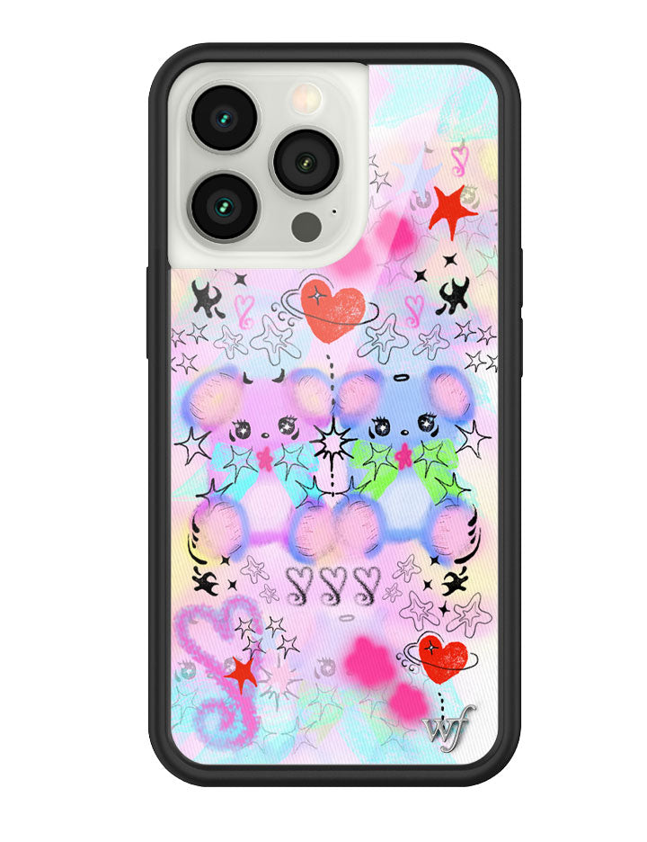 Cotton Candy Teddies iPhone Case with Pastel Doodle Print
