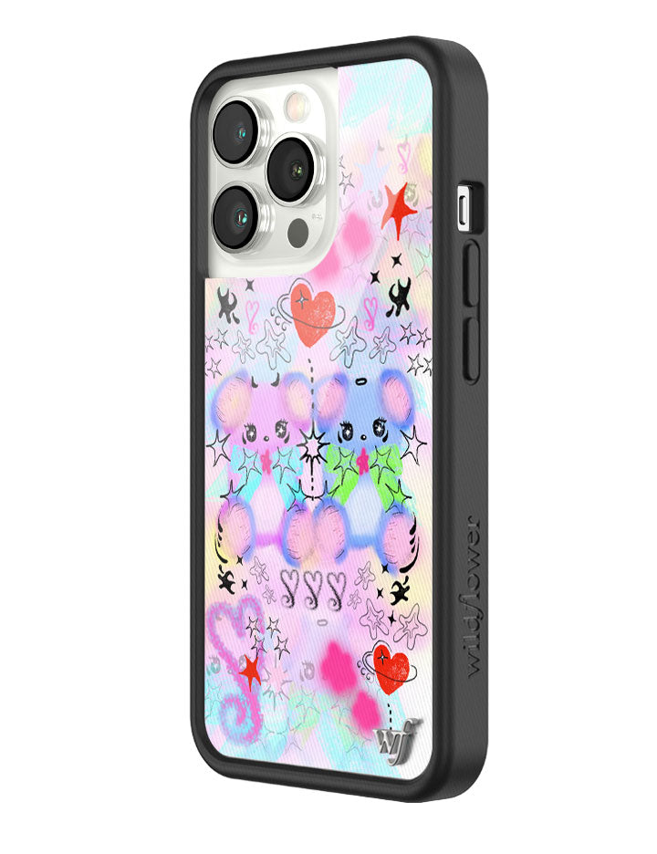 Cotton Candy Teddies iPhone Case with Pastel Doodle Print