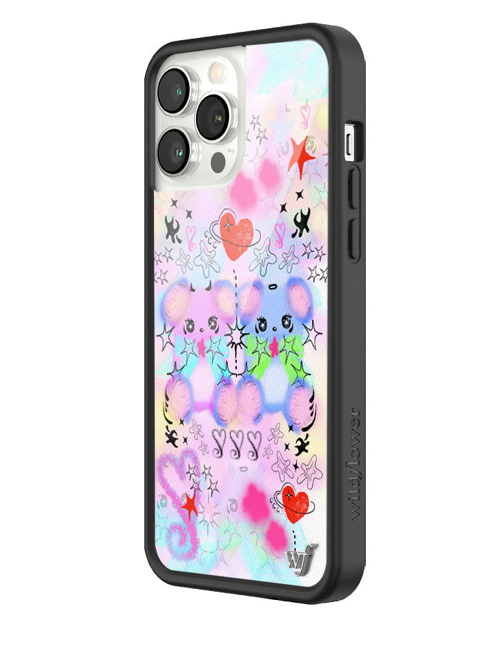 Cotton Candy Teddies iPhone Case with Pastel Doodle Print