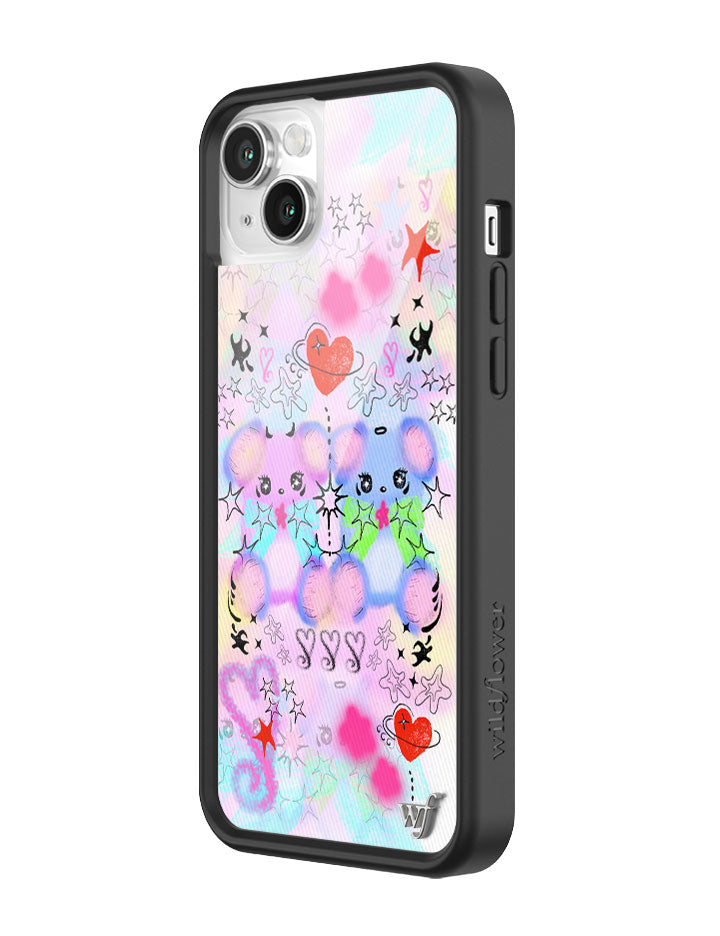 Cotton Candy Teddies iPhone Case with Pastel Doodle Print
