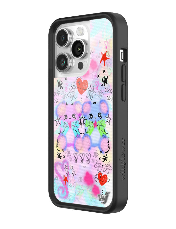 Cotton Candy Teddies iPhone Case with Pastel Doodle Print