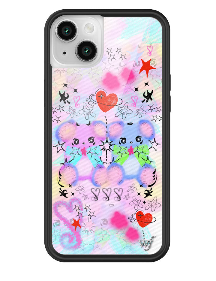 Cotton Candy Teddies iPhone Case with Pastel Doodle Print