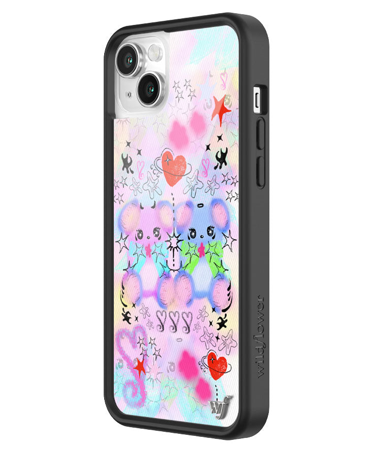 Cotton Candy Teddies iPhone Case with Pastel Doodle Print