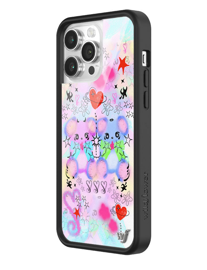 Cotton Candy Teddies iPhone Case with Pastel Doodle Print