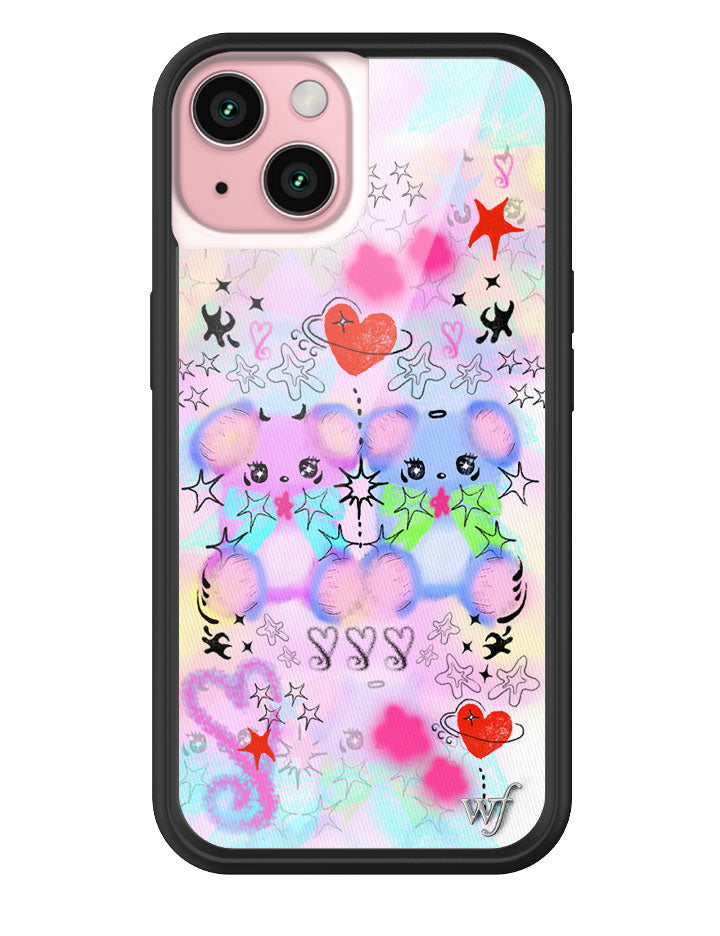 Cotton Candy Teddies iPhone Case with Pastel Doodle Print