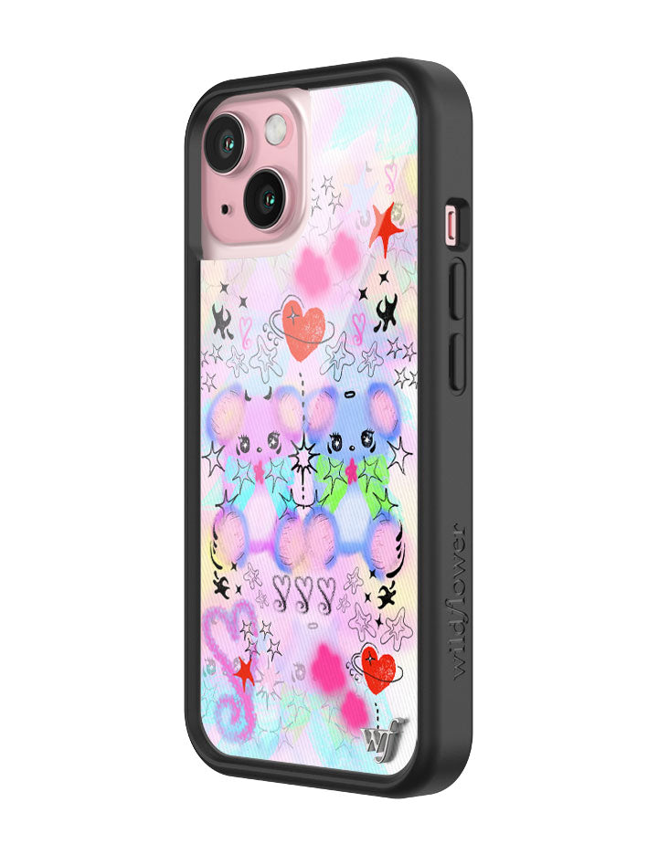 Cotton Candy Teddies iPhone Case with Pastel Doodle Print