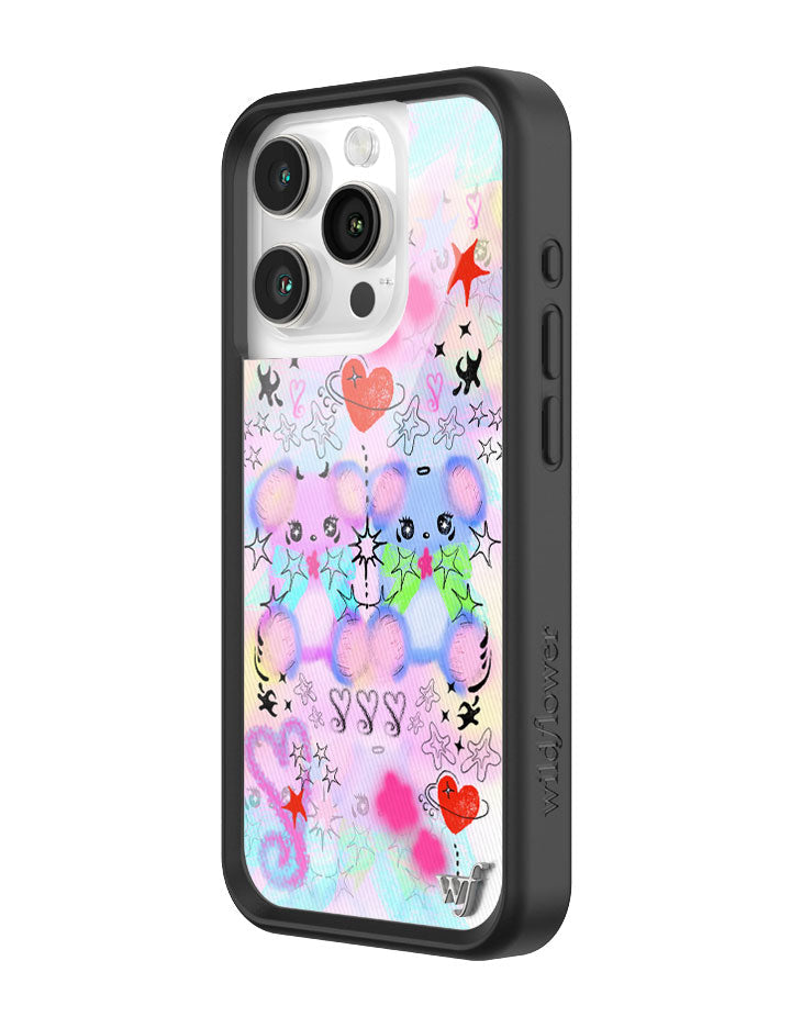 Cotton Candy Teddies iPhone Case with Pastel Doodle Print