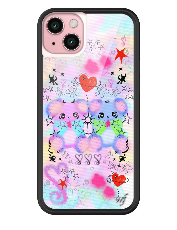 Cotton Candy Teddies iPhone Case with Pastel Doodle Print