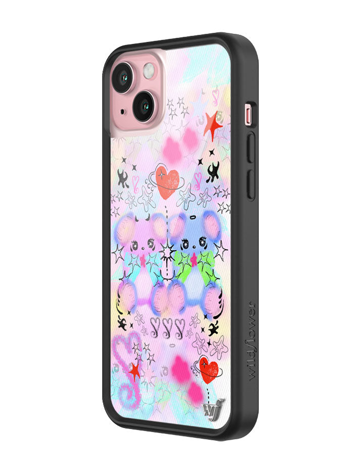 Cotton Candy Teddies iPhone Case with Pastel Doodle Print