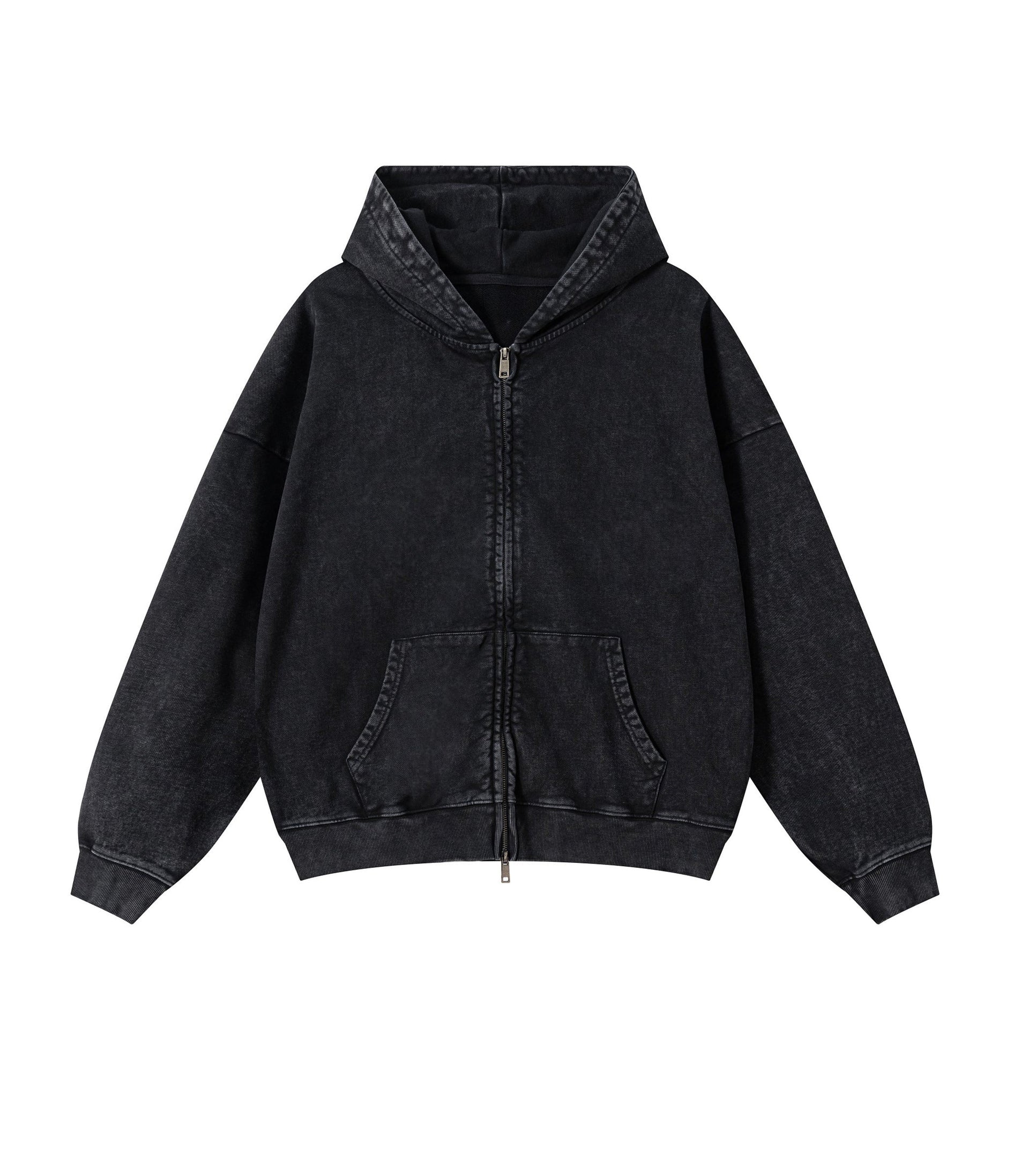 NOIR VINTAGE WASH ZIP HOODIE