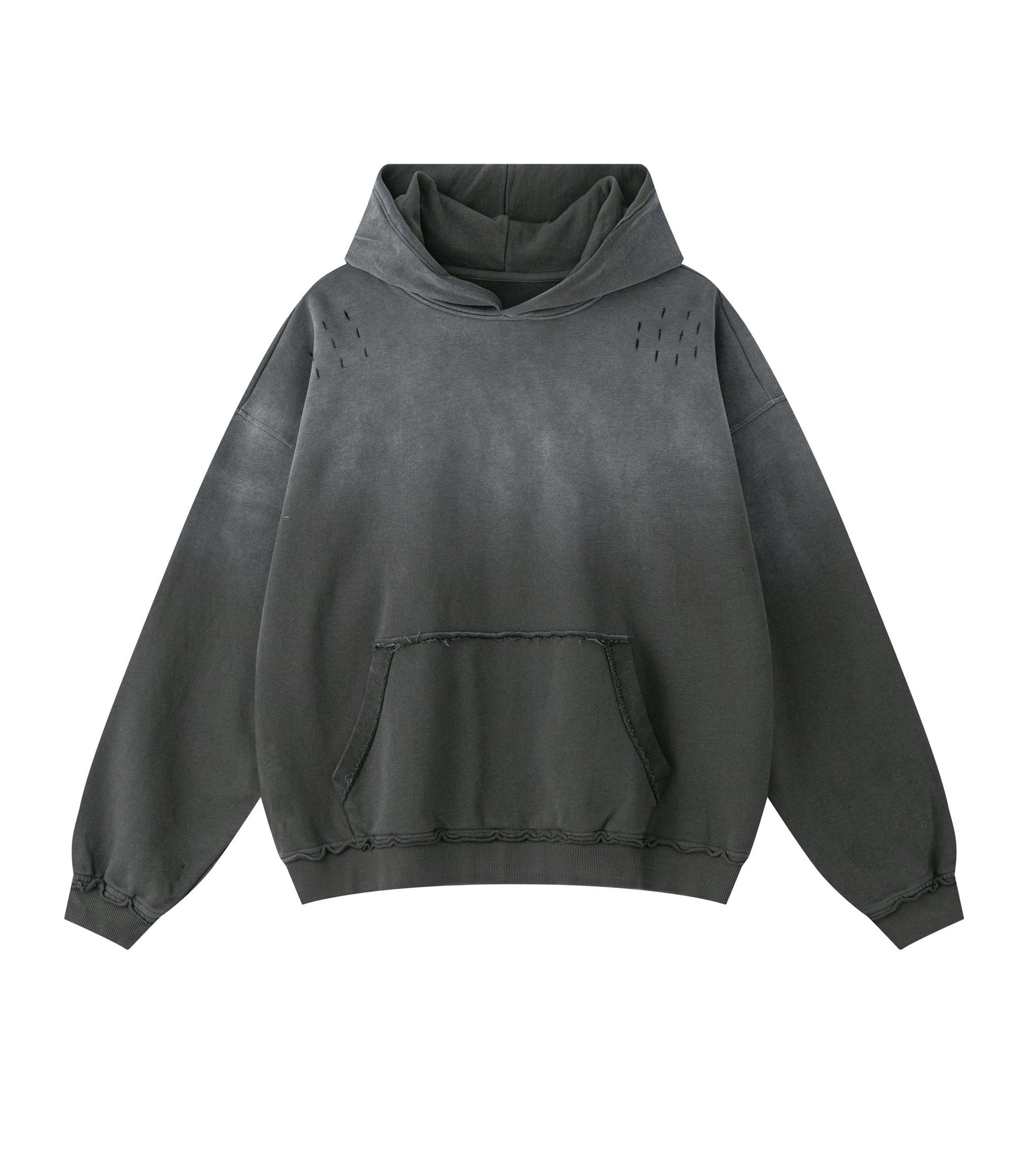 GREY DISTRESSED HOODIE
