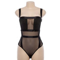 Bangniweigou Sheer Mesh Bodysuit - Sexy Spaghetti Strap Backless Romper for Women