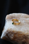 Waterproof Gold Emerald CZ Ring