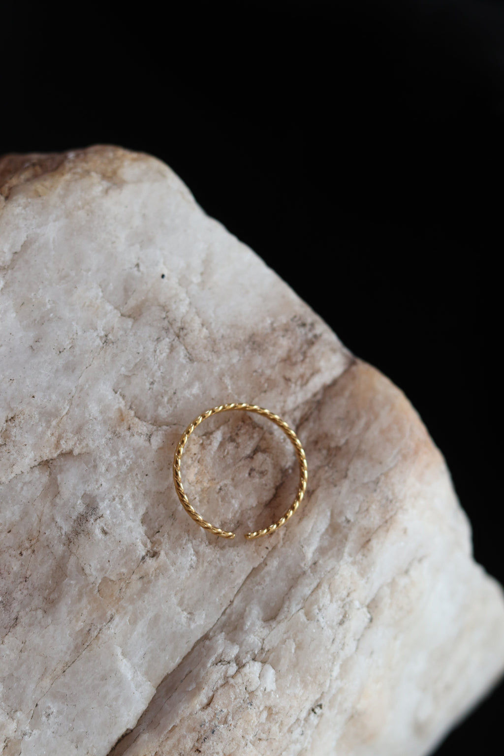 Dainty Twisted Gold Ring – 18K Gold Plated Stainless Steel Open Back Stacking Ring