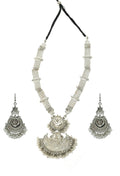 Silver-plated brass Rani Haar long statement necklace