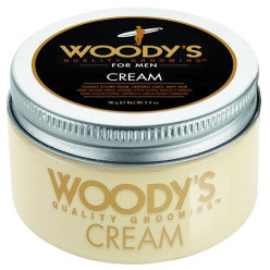 Container of Woody's Cream 3.4oz flexible hold hair pomade