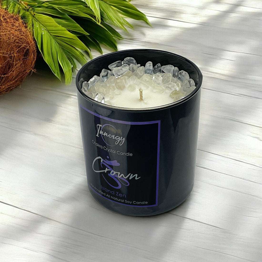 Crown Chakra Crystal Candle, 10oz