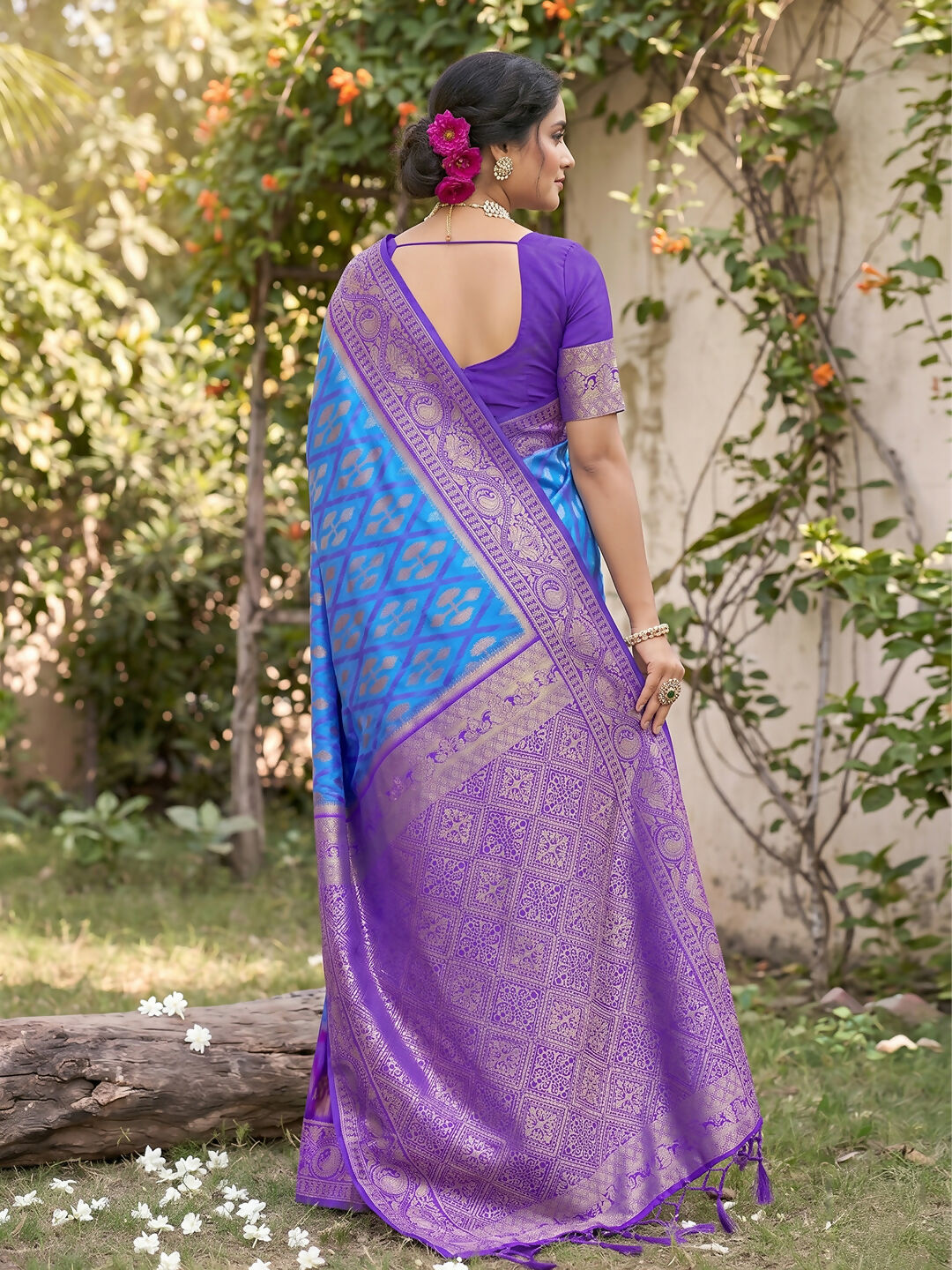 Sky Blue Soft Silk Saree with Matching Blouse Fabric