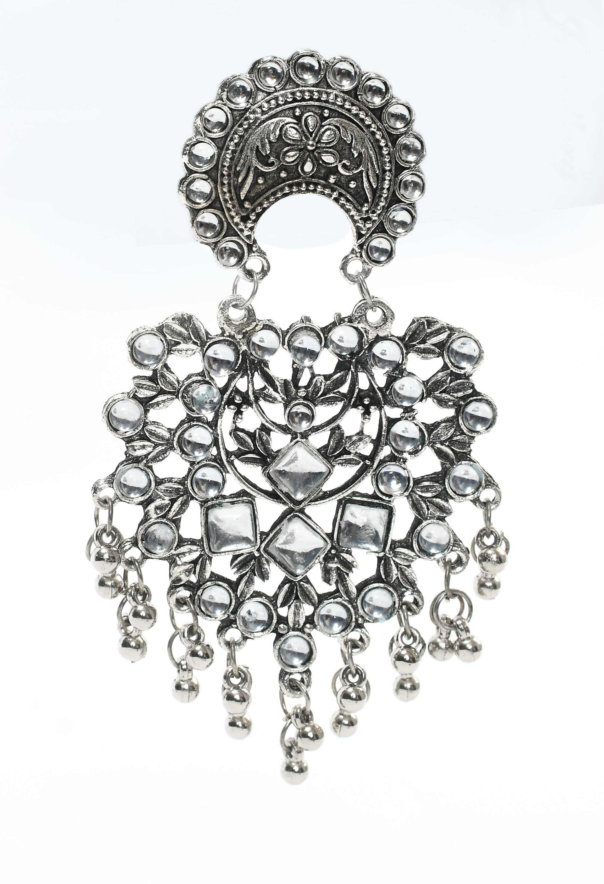 Silver Base Kundan Earrings for Elegant Ethnic Jewelry Lovers