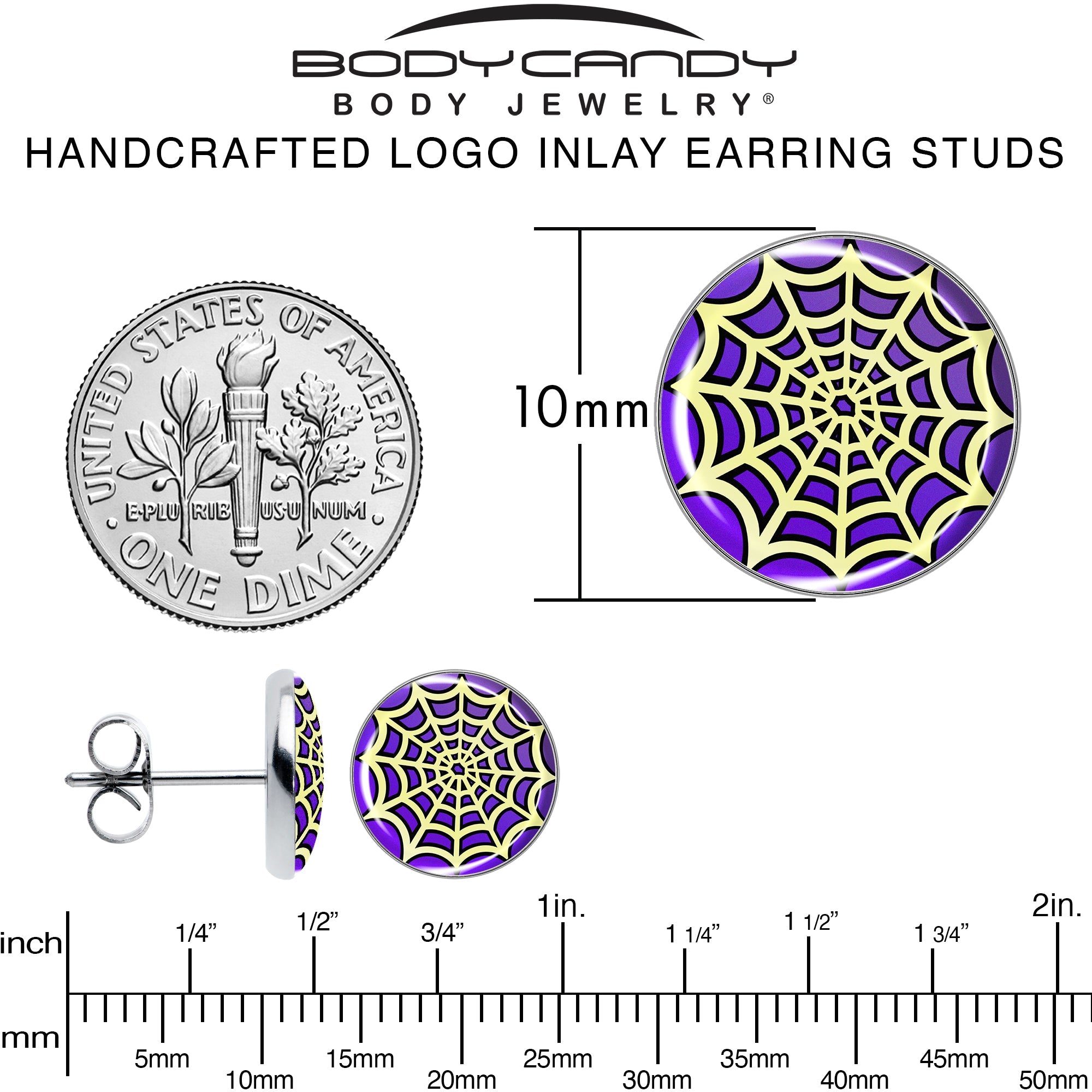 Two Tone Spider Web Stud Earrings by Onyx O