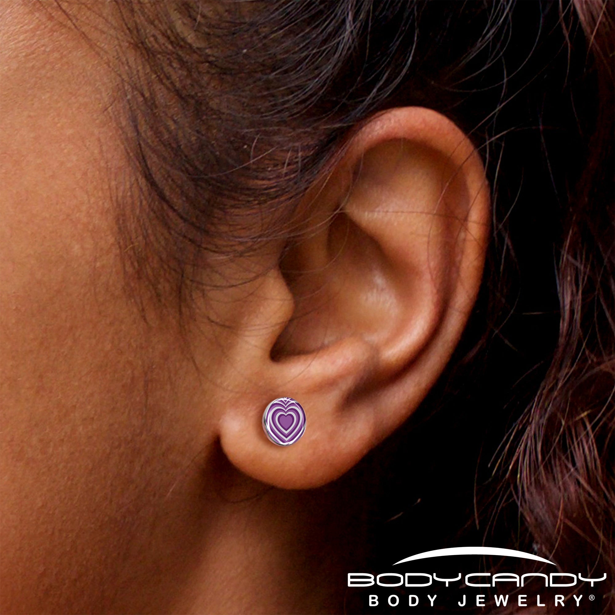 Purple Retro Heart Stud Earrings by Onyx O