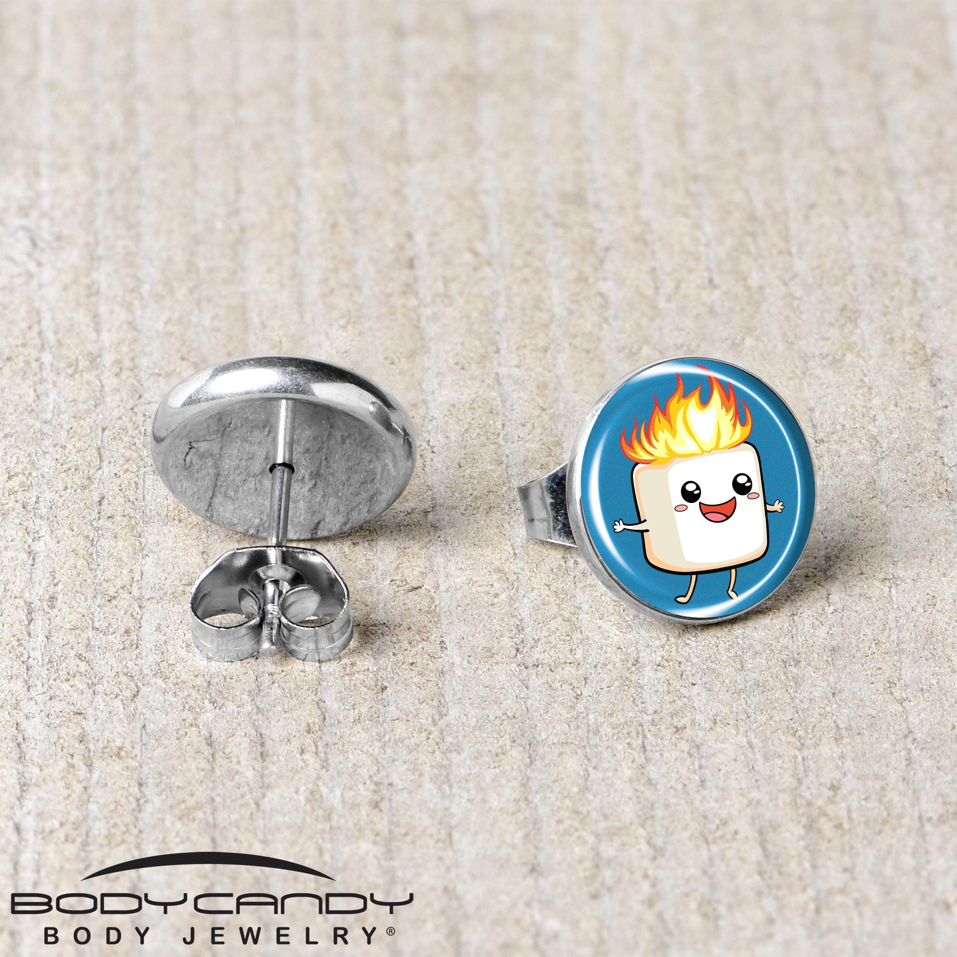 Burning Marshmallow Stud Earrings by Onyx O