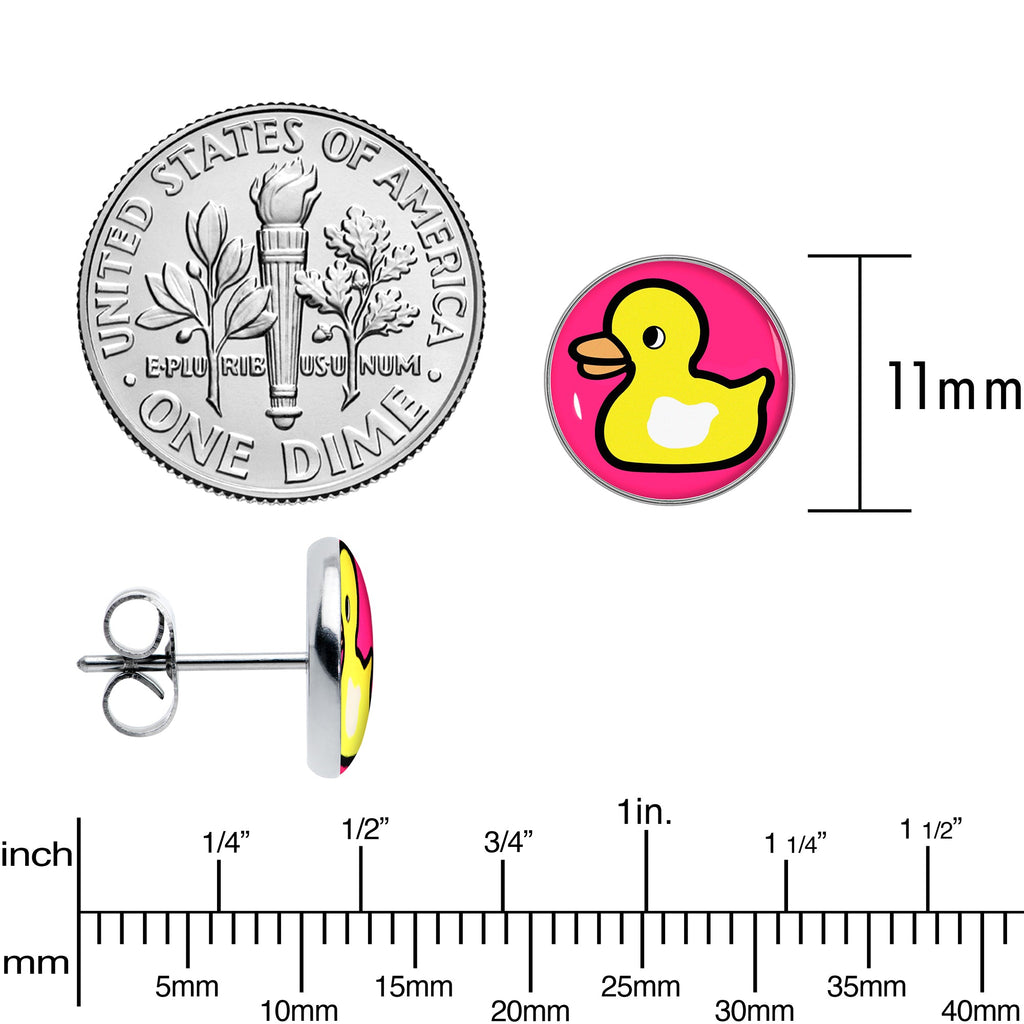 Yellow Ducky Stud Earrings with Pink Background - Image 6