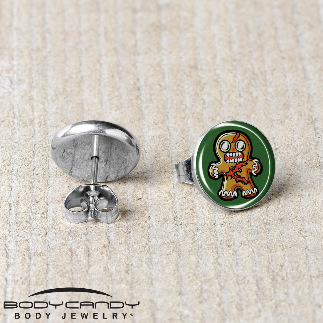 Zombie Gingerbread Man Christmas Stud Earrings - Image 5