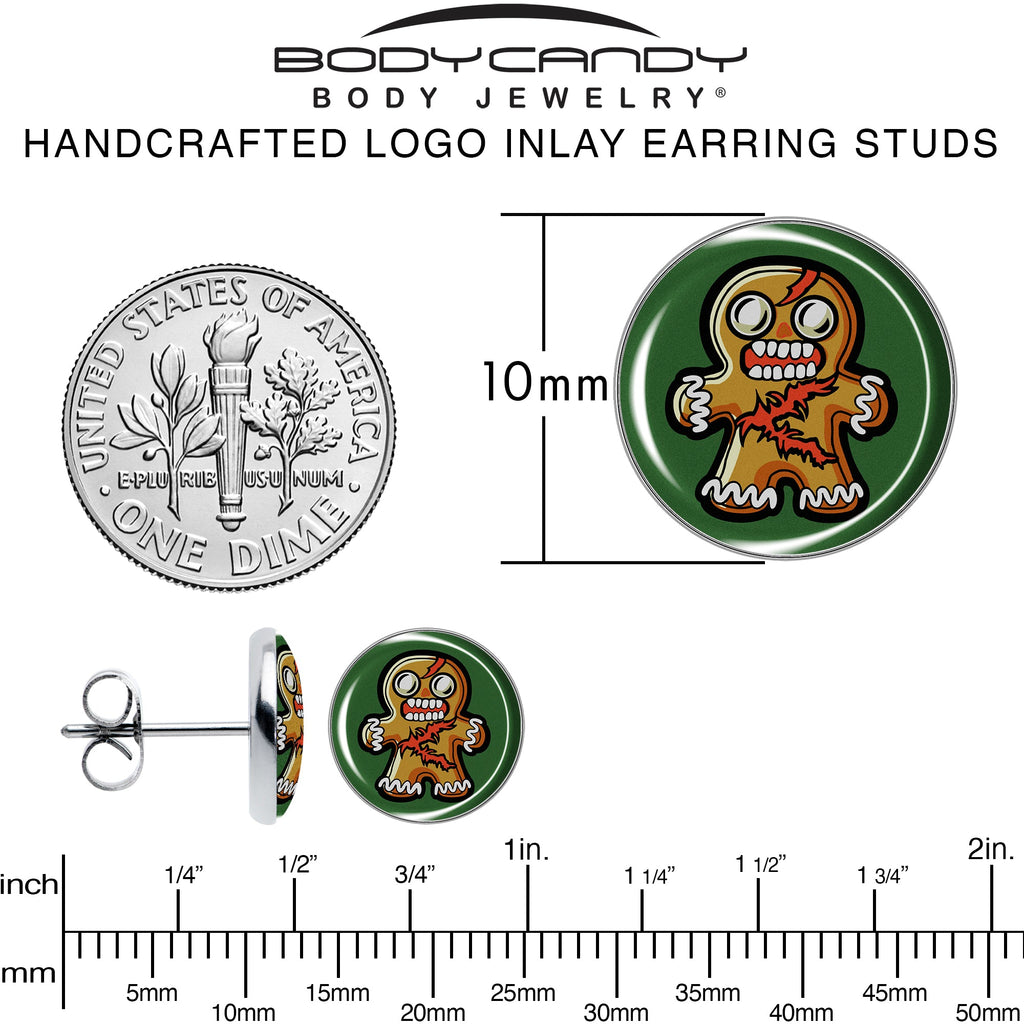 Zombie Gingerbread Man Christmas Stud Earrings - Image 6