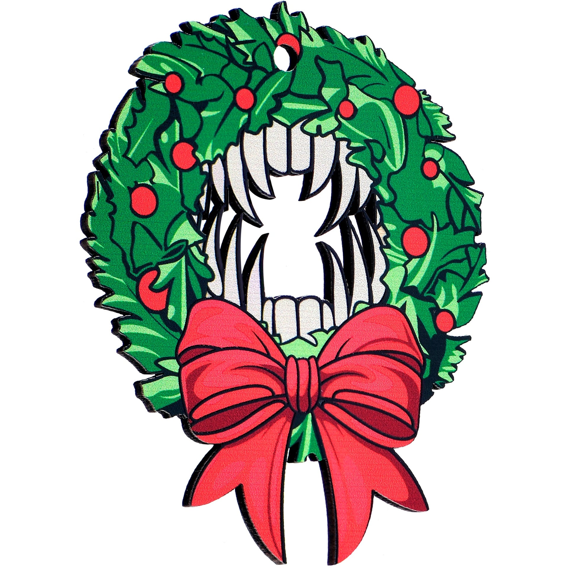 Wood Vampire Wreath Christmas Ornament Holiday Gothic Decor - Image 2