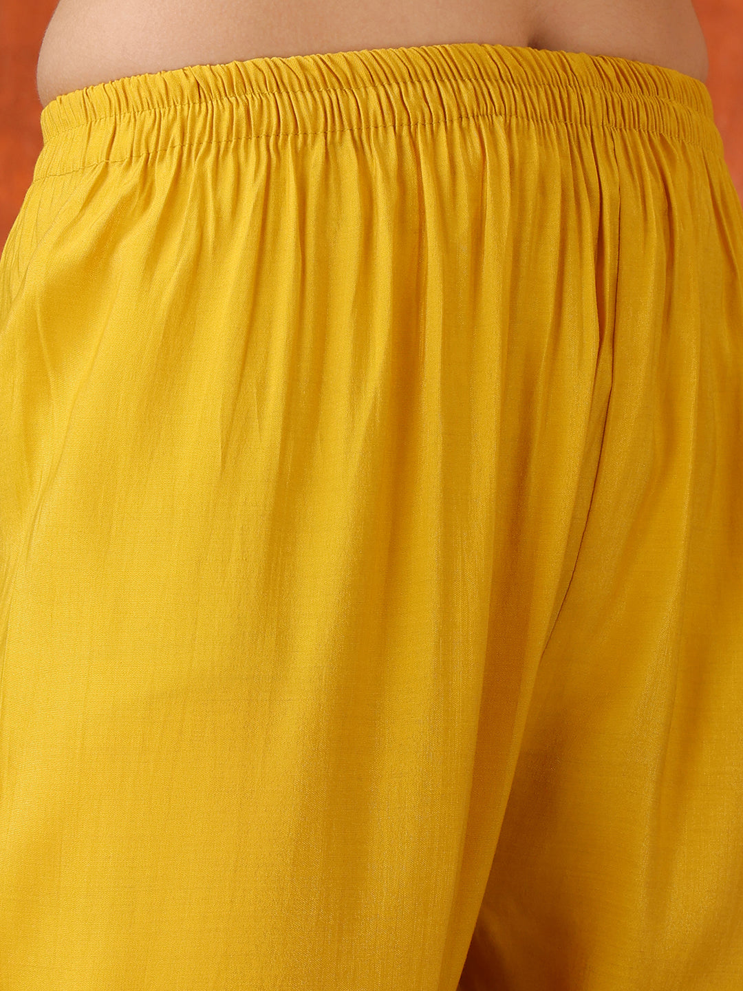 Yellow Chanderi Kurta Set with Sequin Embroidery and Organza Dupatta