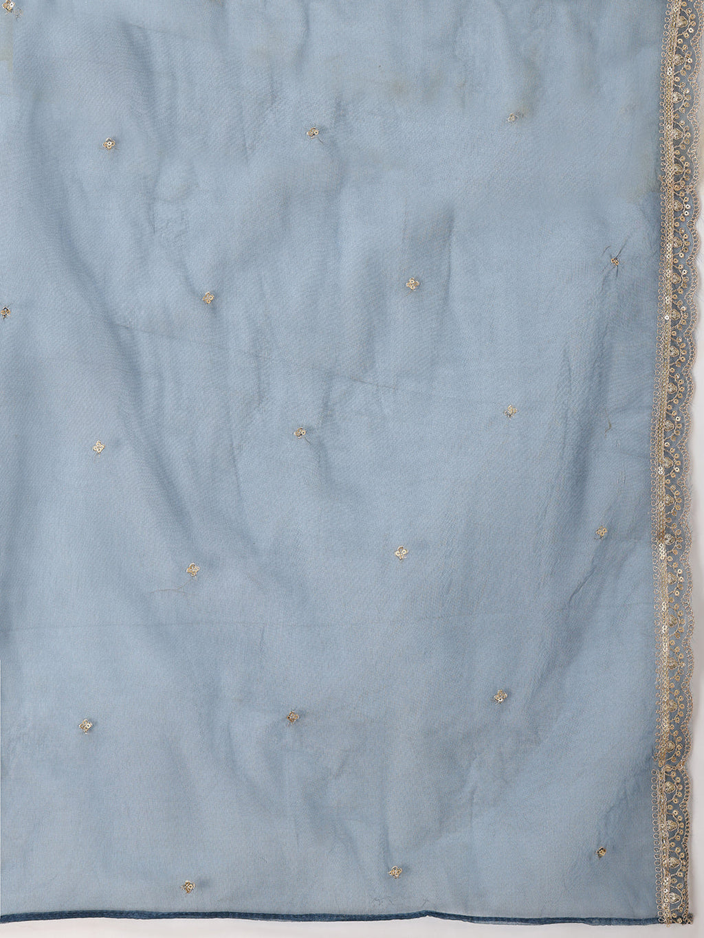 Sequin Embroidered Kurta Set with Organza Dupatta in Teal