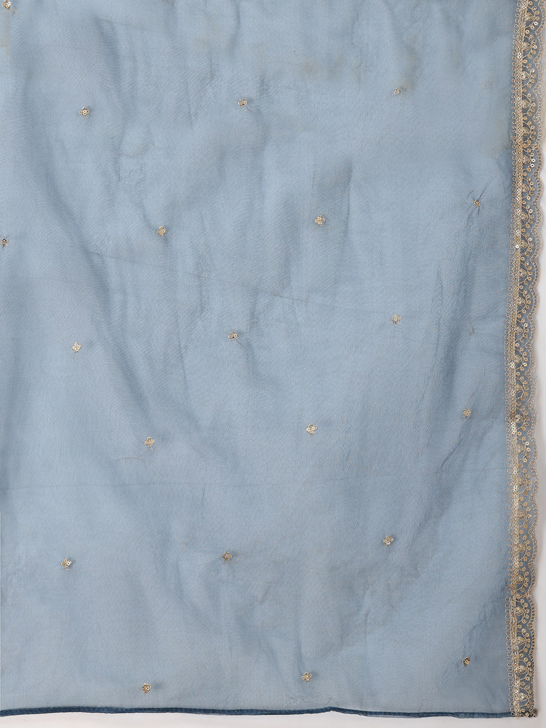 Sequin Embroidered Kurta Set with Organza Dupatta in Teal