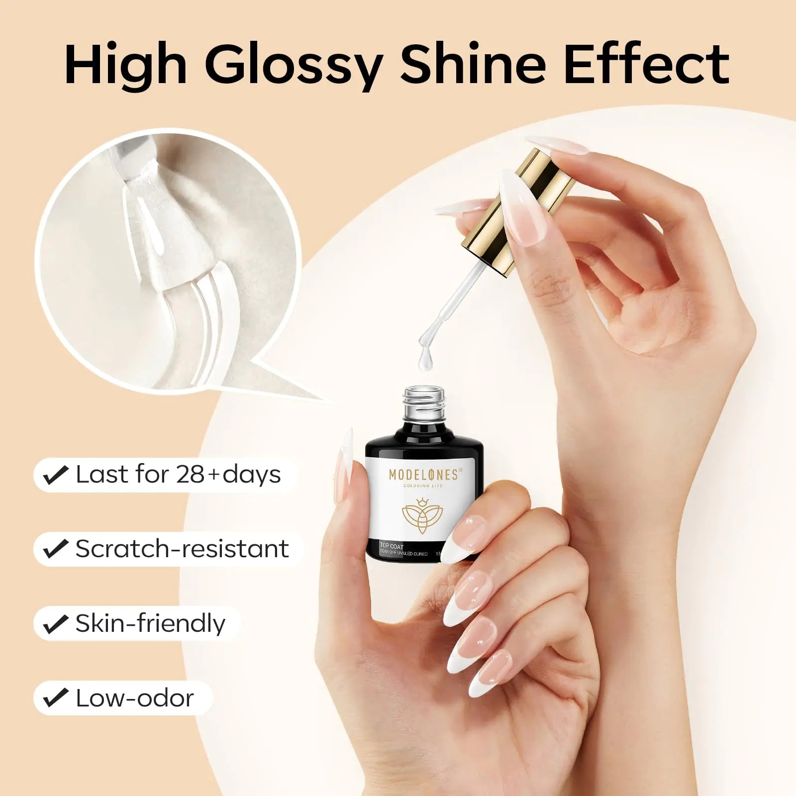 modelones 9 in One Nail Glue with Gel Top and Base Coat Gel Nail Kit, No Wipe Base Coat Long Lasting Glossy Top Coat 3Pcs Gel Nail Glue for Nail Tips, Blooming Gel, Rhinestone Glue A2-3pcs Nail Glue