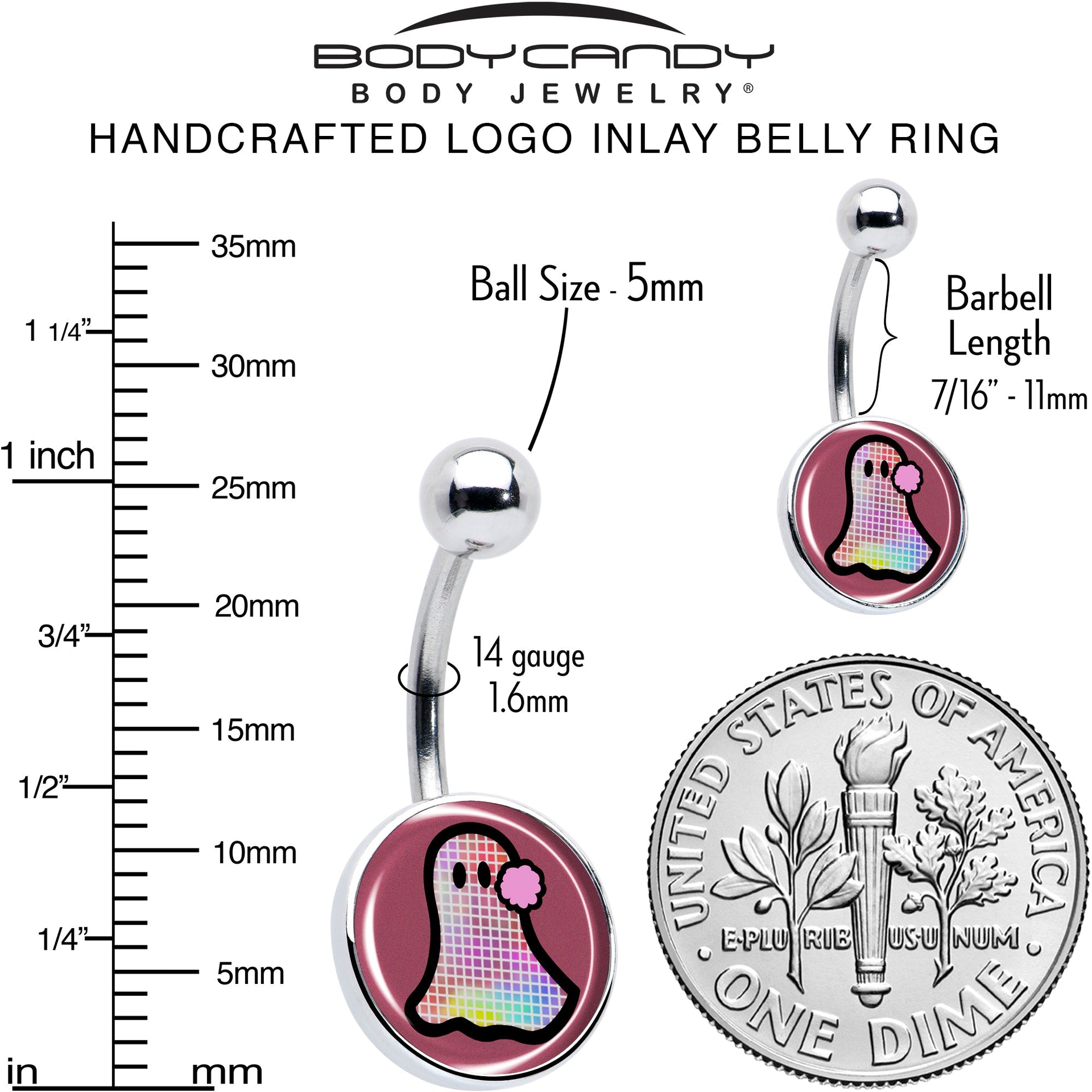 Disco Spirit Ghost Belly Ring by Onyx O