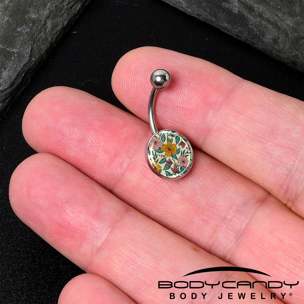 Wildflower Floral Belly Ring 14g Stainless Steel Navel Piercing