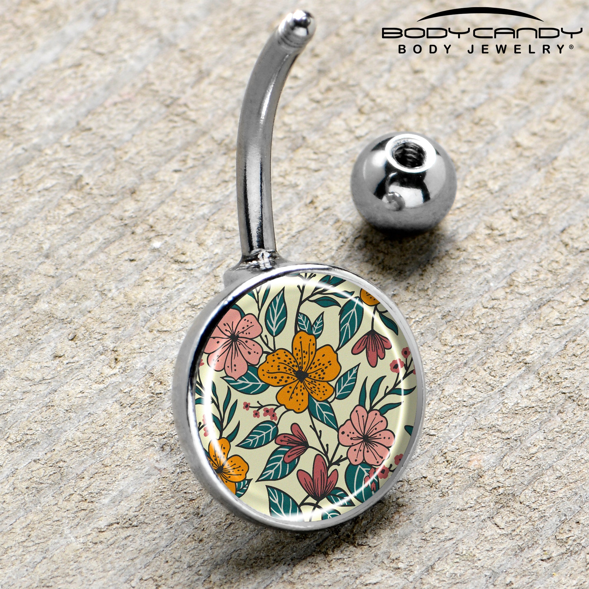 Wildflower Floral Belly Ring 14g Stainless Steel Navel Piercing