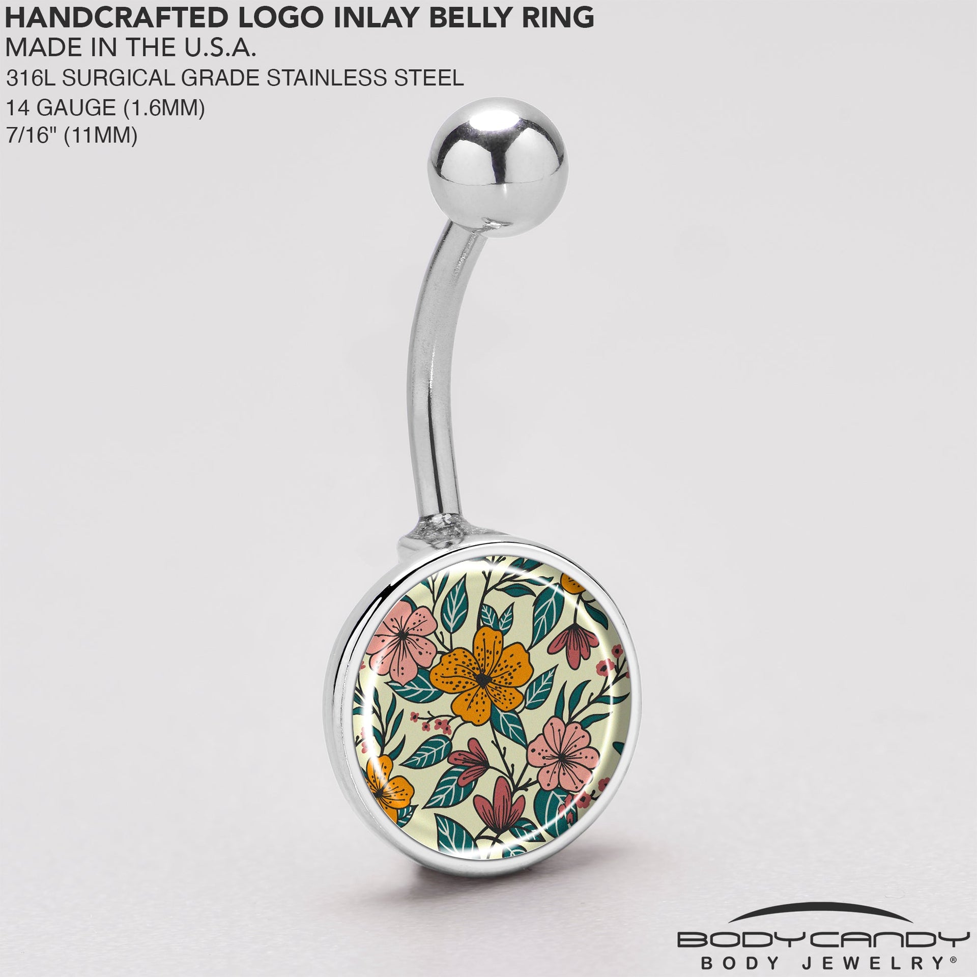 Wildflower Floral Belly Ring 14g Stainless Steel Navel Piercing