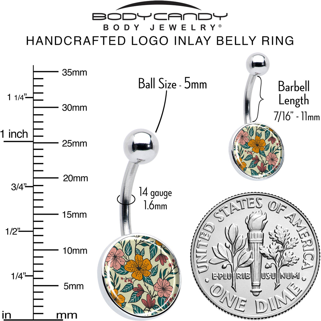 Wildflower Floral Belly Ring 14g Stainless Steel Navel Piercing